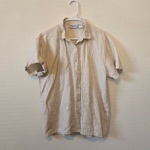 Women's Willow Bay Linen Blend Button Front Embroidered Shirt Extra Large